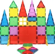 Magnet Build Magnet Tile Building Blocks Extra Strong Magnets & Super Durable 3D Tiles, Educational, Creative, Assorted Shapes & Vibrant Bright Colors (Set of 32)
