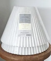 (2) THRESHOLD STUDIO MCGEE White Pleated Lamp Shades Medium NEW