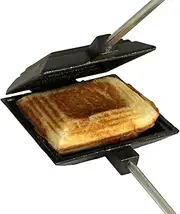 Coghlan's Cast Iron Camp Cooker - Pre-Seasoned Pie Iron Sandwich Maker with Heat-Resistant, Removable Handles, Easy-to-Clean for Toasted Pies, Grilled Sandwiches, and Meats, for Campfire Cooking
