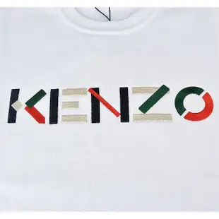 【KENZO】KENZO彩色刺繡LOGO字母設計純棉長袖大學T恤(女裝/白)