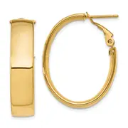 14K Yellow Gold 6.75mm Oval Omega Back Hoop Earrings