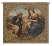 Sacred Family With Palm by Raphael Italian Religious Woven Tapestry Wall Hanging
