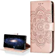 LEMAXELERS iPhone SE 2020 / iPhone 8 / iPhone 7 Case, iPhone 8 Mobile Phone Case Embossed Mandala Flower Flip Case PU Leather Cover Magnetic Protective Stand Mobile Phone Case for iPhone SE 2020, LD