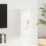 White Wood Wall Cabinet - 35x34x90 cm Floating Shelf with Ample Storage for Hanging Wood Frame, Elm Ledge Organization