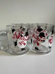 Crate & Barrel Snowman Cups Luminarc Glass Christmas Hot Cold Mugs Set of 6 Lot