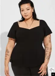 Torrid Peplum Challis Sweetheart Flutter Sleeve Top (Size 5)