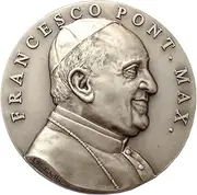 [I G J] Medallion of Pope Francis and Our Lady of Pompeii (Blessed Virgin of the Rosary) - Made in High Relief - 100% Made in Italy, Brass, Silver