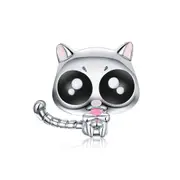 Silver plating Cat Kitten Meow Charms Cute Animal Beads Fit for Charm Bracelet DIY Jewelry