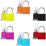 6Pcs Small Locks with Keys, Multicolor Luggage Locks ABS Plastic Covered Copper Keyed Padlock Lock for Locker with Key - Suitable for Suitcase, Backpack, Gym Locker, Jewelry Box