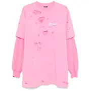 [Balenciaga] Balenciaga Destroyed Layered T-shirt I NUMERIC PINK