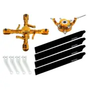 Microheli CNC Quad Carbon Plastic Blades Conversion Set (GOLD) - OMP HobbyM2 EVO