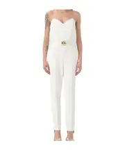 Elisabetta Franchi Flowing Macro Bow Crêpe Jumpsuit IT40,IT44 White