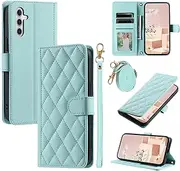 [Furiet] Wallet Case for Samsung Galaxy A14/M14 5G with Wrist Strap, Shoulder Strap, Multiple Card Slots Folio Purse, PU Leather Stand Accessories Cell Phone Cover for A 14 4G 14A 14M G5 Women Men Mint
