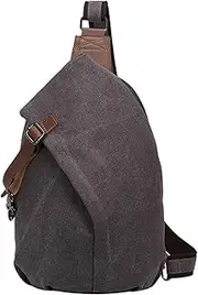 [Nayubo] Sling Bag Crossbody Backpack for Men Women Canvas Casual Daypack Travel Cycling Hiking Work Shopping Small Chest Shoulder Bag with Adjustable Strap (Brown), Brown