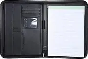 Multifunctional Professional Busin Portfolio Padfolio Folder Document Case Organizer A4 PU Leather Zippered Closure with Busin Card Holder Note Pad