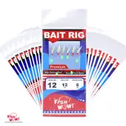 20pks Size 12 Fish WOW! Sabiki Bait Rig Premium Piscatore Fish Skin Glow Beads