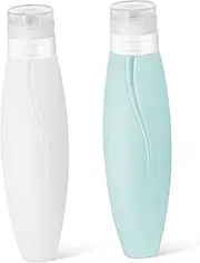 EXHUMKY 2pcs Travel Squeeze Bottles Silicone Toiletry Dispenser for Shampoo Lotion Body Wash Refillable Containers for Easy Cleanup and Stylish Travel Essentials