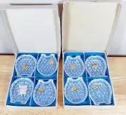 VTG 8pc Bohemia Glass Crystal Horseshoe Individual Ashtrays Czechoslovakia NOS
