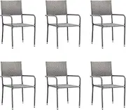 Garden Chair Garden Dining Chairs 6 pcs Stackable Grey Poly Rattan Patio Seating