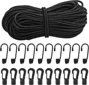 1/4"Bungee Shock Cords with Hooks, 130Feet Elastic Nylon Cords Kayak Stretch