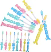 IWOWHERO 32pcs Kids Toothbrush Bulk Pack Soft Mini Toothbrushes for Toddlers Kids Fun Cartoon Design Suction Cup