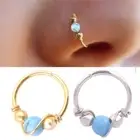 Stainless Steel Nose Ring Turquoise Nostril Hoop Nose Earring Piercing Jewe FJAU