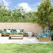 Patio Furniture Sets 6 Piece Garden Lounge Set with Cushions Impregnated Wood Pine