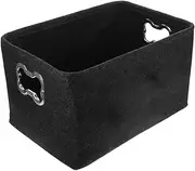Alasum 1Pc Dark Grey Dog Toy Storage Box - Soft Felt Pet Supplies Organizer for Toys, Accessories & Sundries, Collapsible & Portable