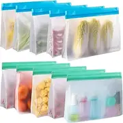 Careuoklab 10 Packs Reusable Food Storage Bags, Stand Up Large Capacity Ziplock Freezer Bags, Leakproof BPA Free, Food Storage Tools Containers for Fridge Organization