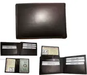 Lot of 3 New Men's Soft Leather Brown billfold Wallet 9 Credit ATM Card 2 ID new