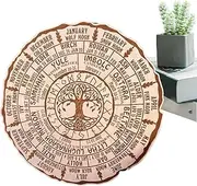 Wheel of the Year Wood Sign | Round Wooden Vintage Handmade Celestial Sign,Wooden Round Ornament for Wiccan Holidays Yule Altar, Retro Wall Decor