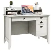 Giantex 120CM Computer Desk Wooden Executive Desk Home Office Desk w/4 Storage Drawers White