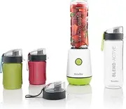 [Breville] Blend Active Personal Blender & Smoothie Maker | 350W | Family Pack | 4 Portable Blend Active Bottles (300ml | 600ml) | Leak Proof Lids | White & Green [VBL252]