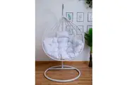 Egg Chair Hanging- White Basket & Red Cushion
