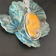 BumbleBee Jasper Pendant Navajo Sterling Silver Necklace 15958
