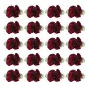 20Pcs 1" Ribbon Flowers Bows Mini Satin Roses Flowers Purple/Burgundy