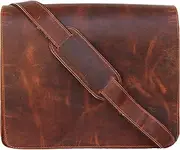 15" leather messenger bag laptop case office briefcase men computer distressed shoulder bag