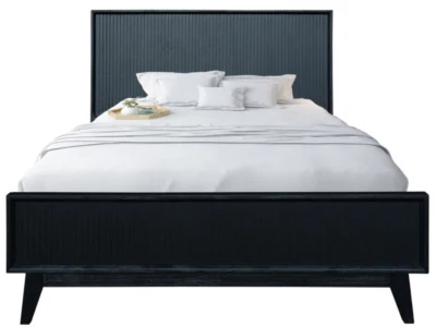 YARA SOLID ACACIA KING BED BRUSHED BLACK