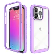 MCC Shockproof Bumper Case iPhone 13 Pro Clear Back Cover Apple 13Pro [Purple]