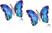 Colorful Butterfly Stud Earrings Vintage Bohemian Enamel Cubic Zirconia Butterfl