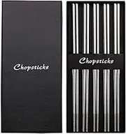 Devico Chopsticks Metal Chopsticks 18/10 Stainless Steel Chopstick Set Reusable Dishwasher Safe (5 Pairs)