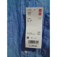 在飛比找蝦皮購物優惠-uniqlo m落肩款60%麻單寧色八分袖單品