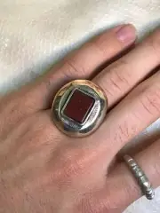 Tuareg ring silver steel and red agate stone