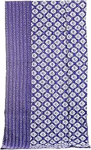 Handicraft-Palace Indigo Blue Mandala Printed Blanket Coverlet Cotton Single Ralli Reversible Bedding Kantha Quilted Quilt Bedspread