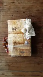 Handmade Vintage Tea Bag Junk Journal with Flower
