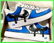 Custom Air Force 1 Military Blue Black Drip/Air Force 1 Custom Shoes NEW IN BOX