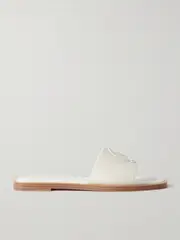 [Christian Louboutin] Christian Louboutin - Cl Logo-embossed Leather Slides - White - IT39 IT 39 White