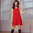 Lost + Wander Hand Beaded Swing Dress in Red Size Medium New with Tags