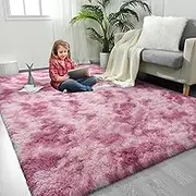 Large Area Rugs for Living Room, Ultra Soft Indoor Modern Fluffy Bedroom Carpets, Washable Furry Throw Rugs Area Carpets for Children Bedroom Home Decor Nursery Rug (Rose Red,200 x 300 CM)