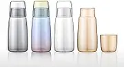 Bedside Water Carafe Glass Set, Water Pitcher with Glass Cup for Bedroom Nightstand Thickened Tumbler Glass Mouthwash Decanter Bottle for Bathroom Night Water Serving Carafe 750ML 25oz (Rainbow)